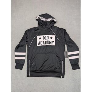 Members Only Hoodie Mens Medium Black M.O. Academy Graphic Zip Pullover New
